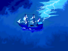Ship in blue